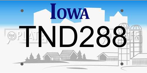 TND288 Iowa License Plate