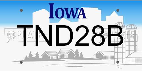 TND28B Iowa License Plate