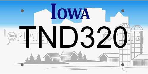 TND320 Iowa License Plate