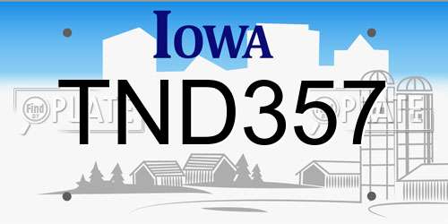 TND357 Iowa License Plate