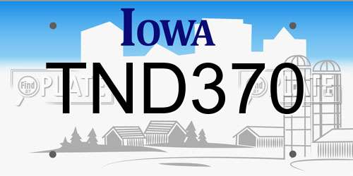 TND370 Iowa License Plate