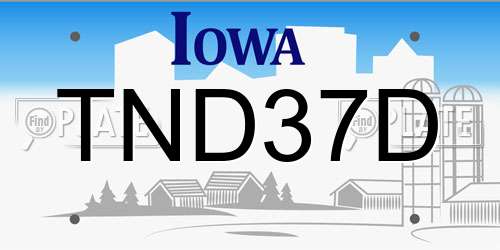 TND37D Iowa License Plate