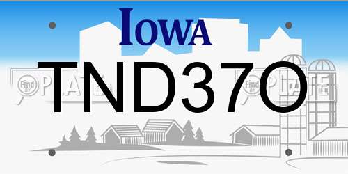 TND37O Iowa License Plate