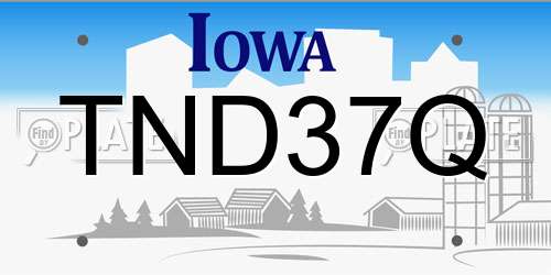 TND37Q Iowa License Plate