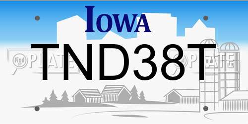 TND38T Iowa License Plate