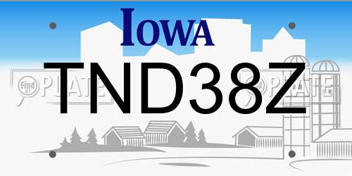 TND38Z Iowa License Plate
