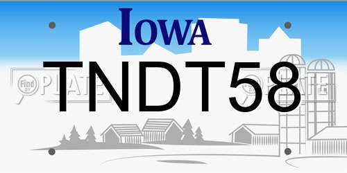 TNDT58 Iowa License Plate