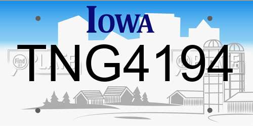 TNG4194 Iowa License Plate
