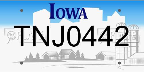 TNJ0442 Iowa License Plate