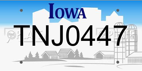 TNJ0447 Iowa License Plate