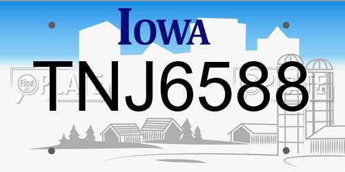TNJ6588 Iowa License Plate