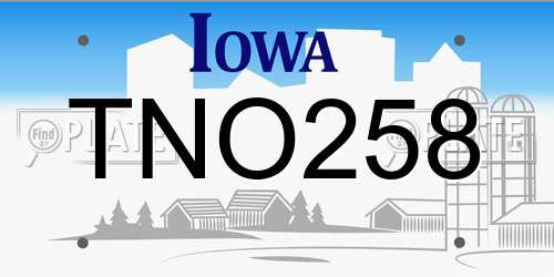 TNO258 Iowa License Plate