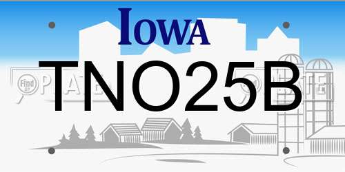 TNO25B Iowa License Plate