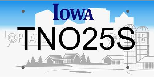 TNO25S Iowa License Plate