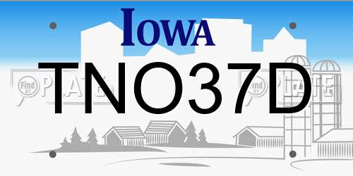 TNO37D Iowa License Plate