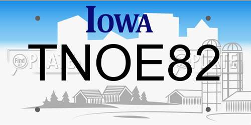 TNOE82 Iowa License Plate