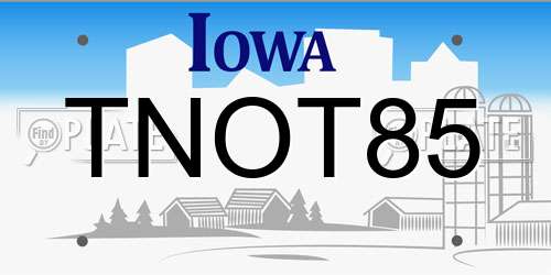 TNOT85 Iowa License Plate