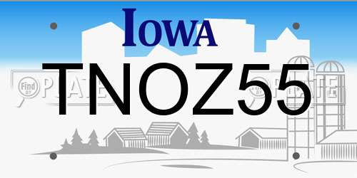 TNOZ55 Iowa License Plate