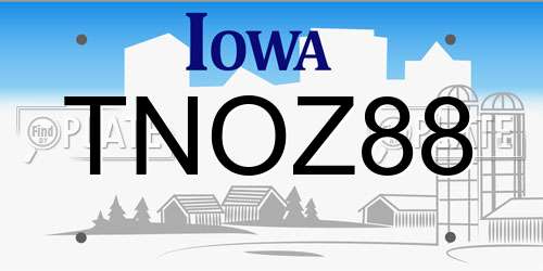 TNOZ88 Iowa License Plate