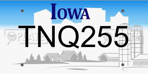 TNQ255 Iowa License Plate