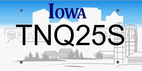 TNQ25S Iowa License Plate