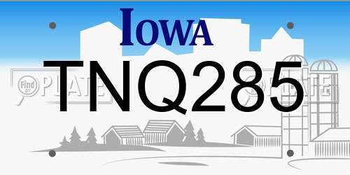 TNQ285 Iowa License Plate
