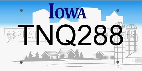TNQ288 Iowa License Plate