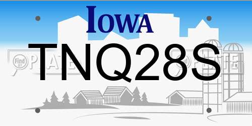 TNQ28S Iowa License Plate