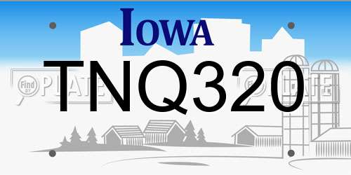 TNQ320 Iowa License Plate