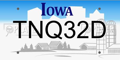 TNQ32D Iowa License Plate