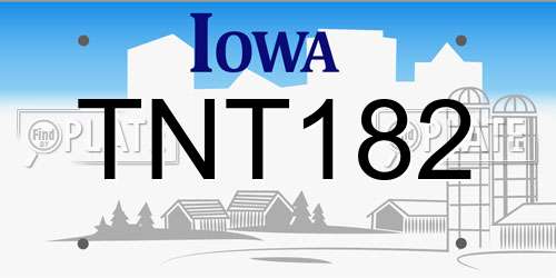TNT182 Iowa License Plate