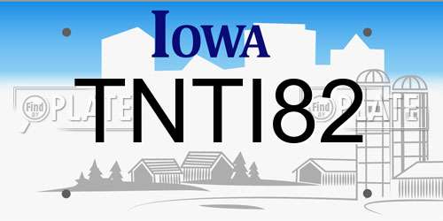 TNTI82 Iowa License Plate