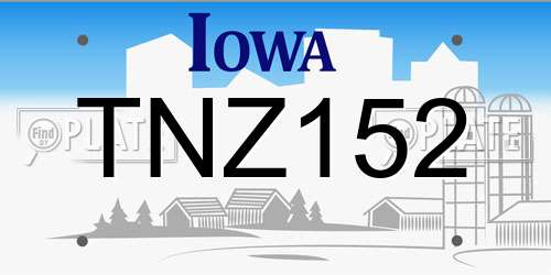 TNZ152 Iowa License Plate