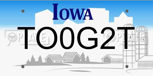 TO0G2T Iowa License Plate