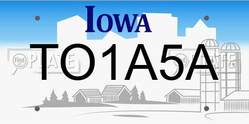 TO1A5A Iowa License Plate