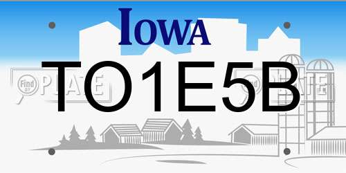 TO1E5B Iowa License Plate