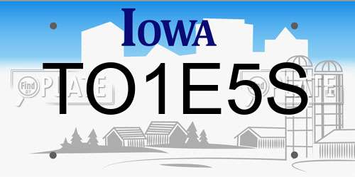 TO1E5S Iowa License Plate