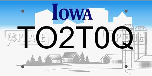TO2T0Q Iowa License Plate
