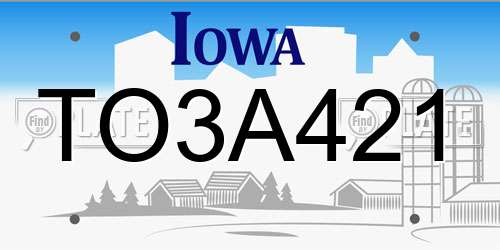 TO3A421 Iowa License Plate