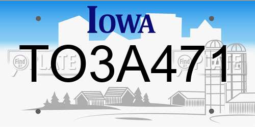 TO3A471 Iowa License Plate