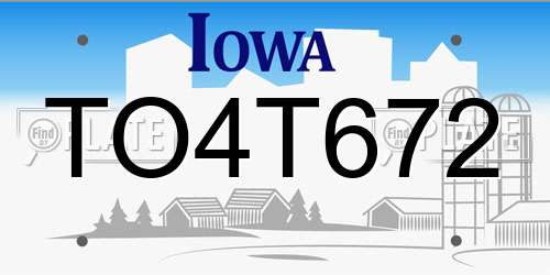TO4T672 Iowa License Plate