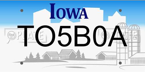 TO5B0A Iowa License Plate