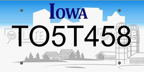 TO5T458 Iowa License Plate