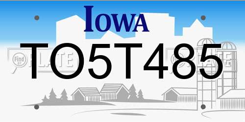 TO5T485 Iowa License Plate