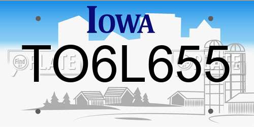 TO6L655 Iowa License Plate