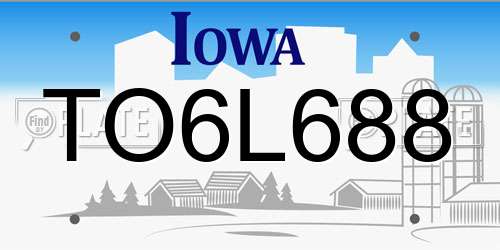 TO6L688 Iowa License Plate