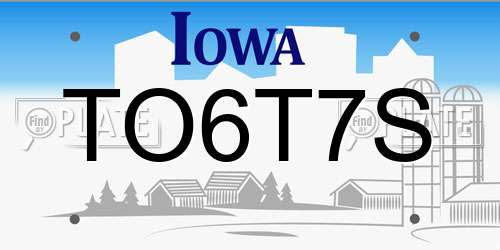 TO6T7S Iowa License Plate