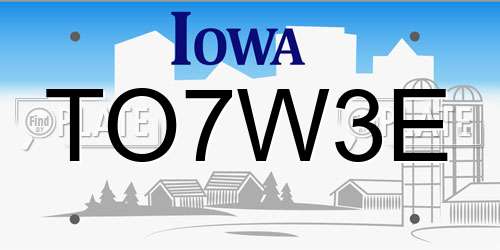 TO7W3E Iowa License Plate