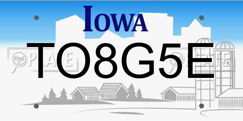 TO8G5E Iowa License Plate