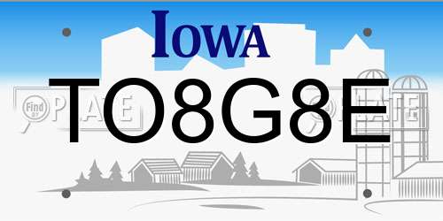 TO8G8E Iowa License Plate